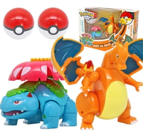 Brinquedo Pokemon Charizard + Venusaur Dentro De Pokebola